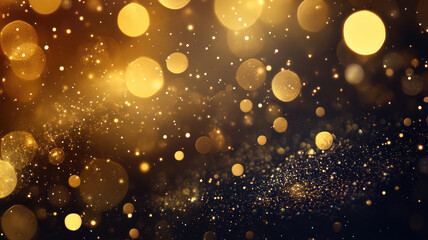 abstract gold bubble lights, bokeh christmas background with circle designs or blurred stars shining, glitter magic background, detailed and intricate image