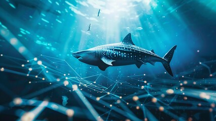 Fototapeta premium A Shark Fin-ancial Health company audit, assessing the robustness of business operations