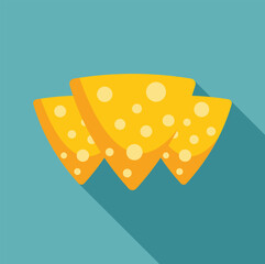 Three pieces of nacho chips forming a triangle on a blue background