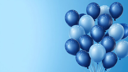 Fototapeta premium celebration party banner with blue color balloons background, high quality image