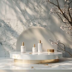 Photo realistic elegant podium for beauty products