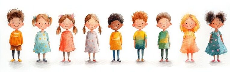 Joyful Gathering of Diverse Children in Spring