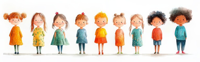 Joyful Gathering of Diverse Children in Spring