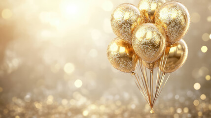 happy 50th birthday gold balloons greeting card, detailed high resolution image