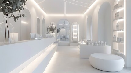 A polished beauty clinic with a pristine, white interior background.