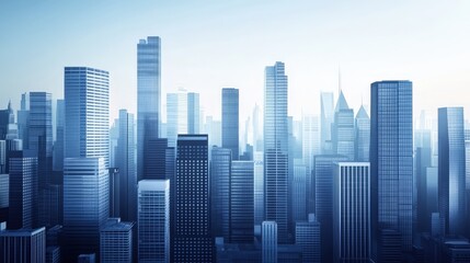 Obraz premium Modern Cityscape with Glass Towers.