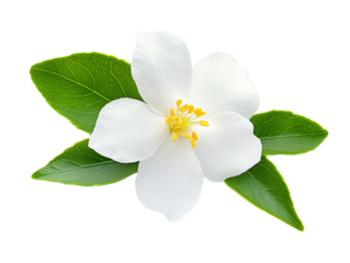 Jasmine flower with leaves  isolated on white background