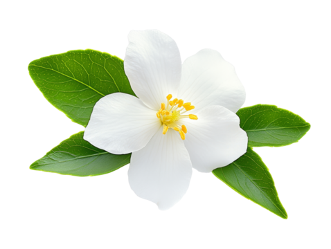 Jasmine flower with leaves  isolated on white background