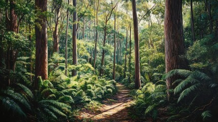 Naklejka premium Sunlit Forest Path