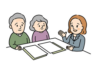 相談を受ける高齢の夫婦