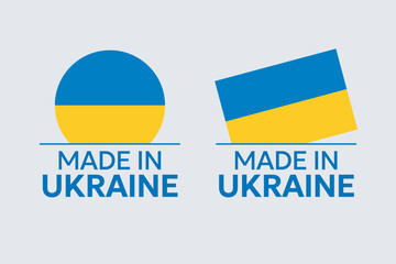 made in Ukraine labels set, Ukrainian product icons