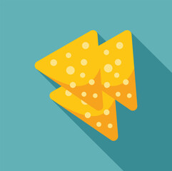 Two crunchy corn tortilla chips are overlapping, forming a tasty snack for dipping