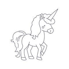 cute unicorn vector illustration for coloring book