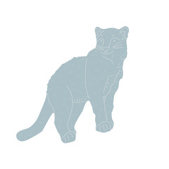 standing cute snow leopard  drawing vector illustration isolated	