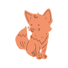 sitting cute  fox drawing vector illustration isolated	
