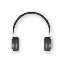 Realistic wireless headphones isolated on white background. Front view, 3D vector illustration.