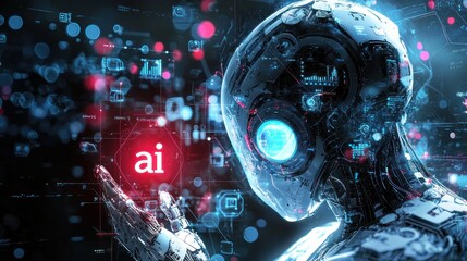  AI robot, representing the future of work with the help of artificial intelligence, generative ai