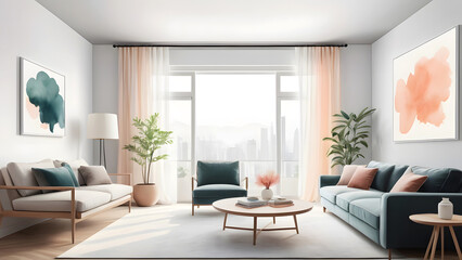Fototapeta premium Architectural photo of a living room.