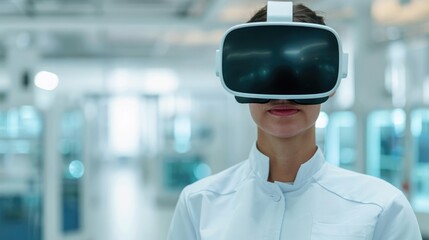 Virtual reality simulation of HIVAIDS treatment innovations, futuristic technology and immersive experience in a high-tech lab
