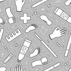 Sole Searching Endless Feet Line Art Illustration as Repeat Pattern Design