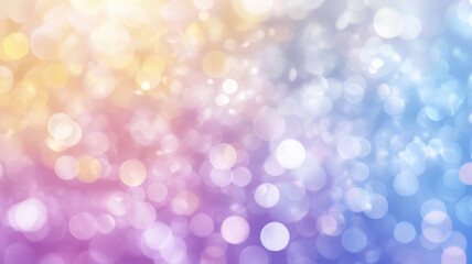 Obraz premium abstract blur bokeh banner background. rainbow colors, pastel purple, blue, gold yellow, white silver, pale pink bokeh background, detailed hyper realistic image