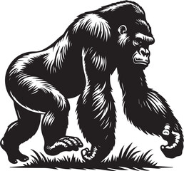 Gorilla walking -Gorilla safari  silhouette -vector image of gorilla -gorilla walk simulator