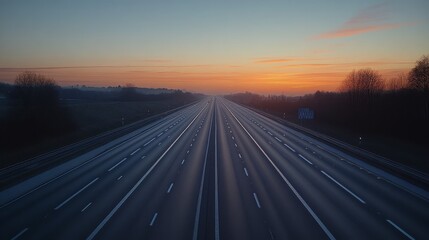 Fototapeta premium deserted highway photograph , sunset highway photo evening highway image , peaceful highway picture