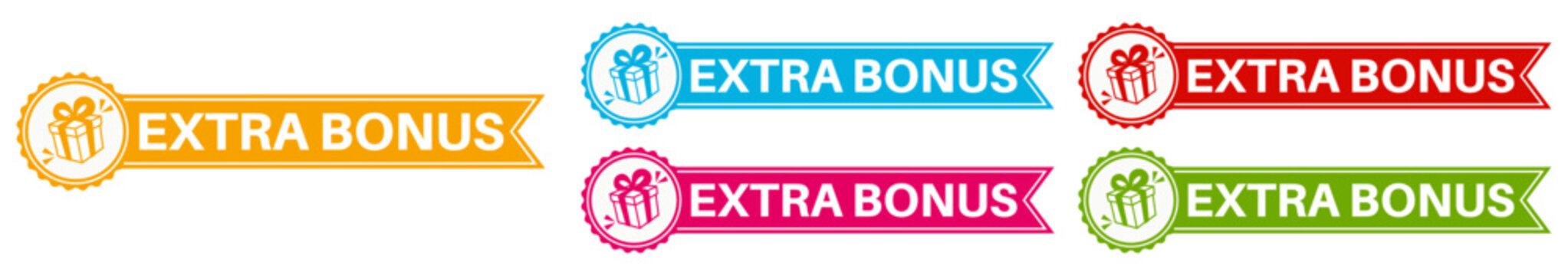 set Extra bonus label icon. free gift box icon template sticker design vector illustration