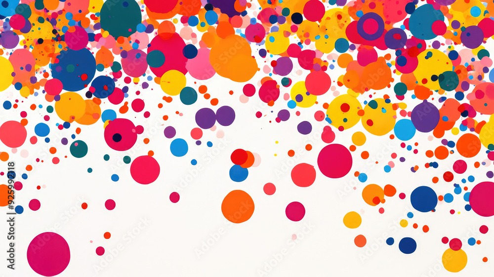 Canvas Prints an isolated explosion of colorful dots in various sizes on a clean white background, capturing the e