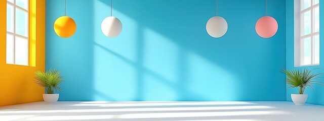 Abstract canvas with minimalist background with 3D-like shapes throwing shadows