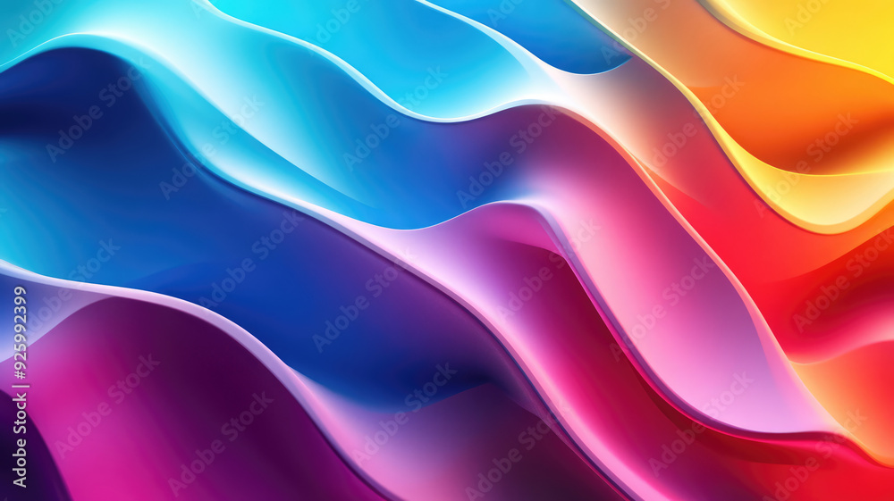 Canvas Prints colorful waves abstract background in 3d render, highly detailed image