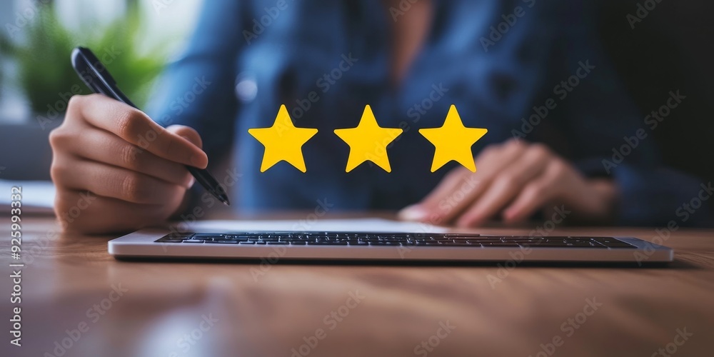 Poster close-up of a customer review website with star ratings and written feedback, illustrating the impac