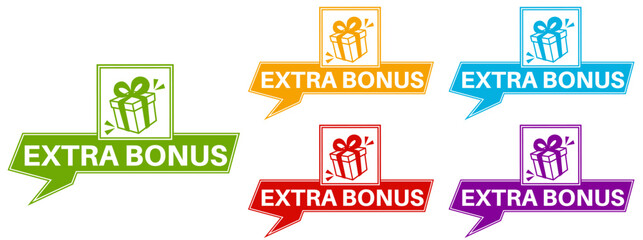 set collections extra bonus icon labels. free gift sign promotion labels template  design vector illustration