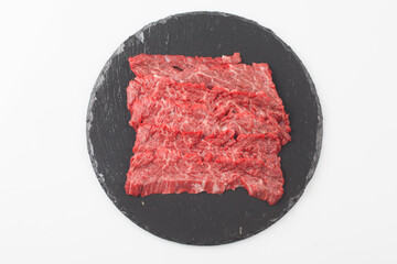   Beef is beef from cows, meat with a soft texture and marbling.