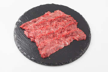   Beef is beef from cows, meat with a soft texture and marbling.