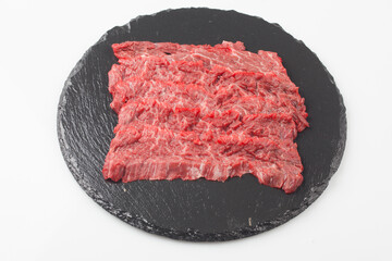   Beef is beef from cows, meat with a soft texture and marbling.
