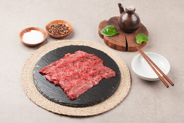   Beef is beef from cows, meat with a soft texture and marbling.