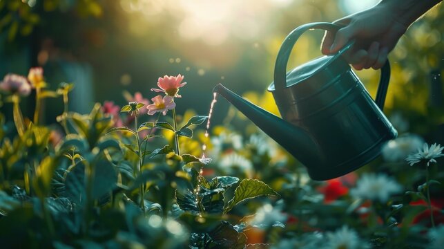 Gardening: Taking time to nurture plants and flowers in the garden, watering them and appreciating the peaceful, natural environment for relaxation and enjoyment.
