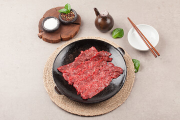   Beef is beef from cows, meat with a soft texture and marbling.
