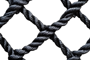 Black rope net isolated on transparent background 