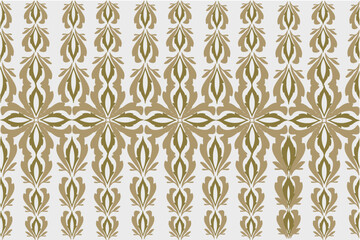 Seamless fabric pattern. European brown native damask pattern. White background illustration, vector, wallpaper.