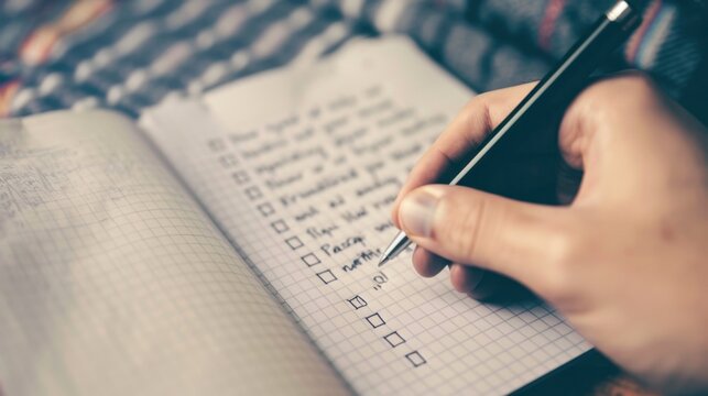 Writing a To-Do List: Draft a detailed list of daily tasks and goals to keep yourself organized, ensuring that every important item is noted and nothing is forgotten.
