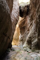 Avakas Gorge Nature Trail in Cyprus. View from inside the gorge on mountain walls.