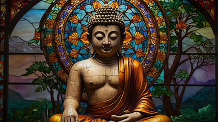 Fototapeta premium statue of buddha, ai generated