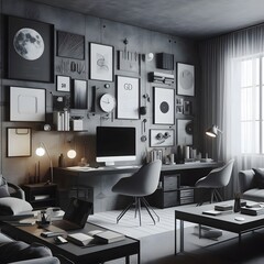 Modern Home Office with Black and White Decor