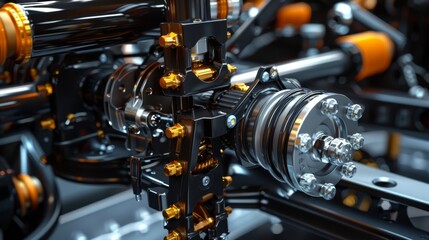 Fototapeta premium Advanced Car Suspension System with Intricate Engineering and Technology Details for Automotive Design