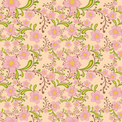 Blooming floral seamless pattern