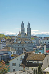 Panorama of the center of Zurich, Switzerland
