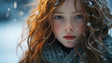Fototapeta premium girl in the snow 