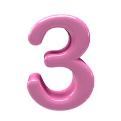 3d  3 number pink alpha design  - 1